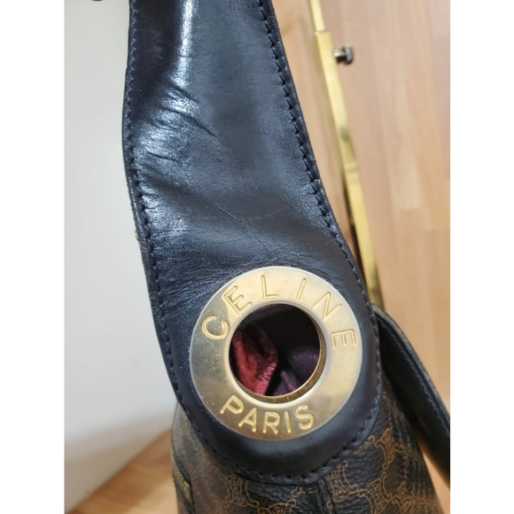 Celine Vintage Flap Shoulder Bag Macadam Coated Canvas Medium - Picture 11 of 12